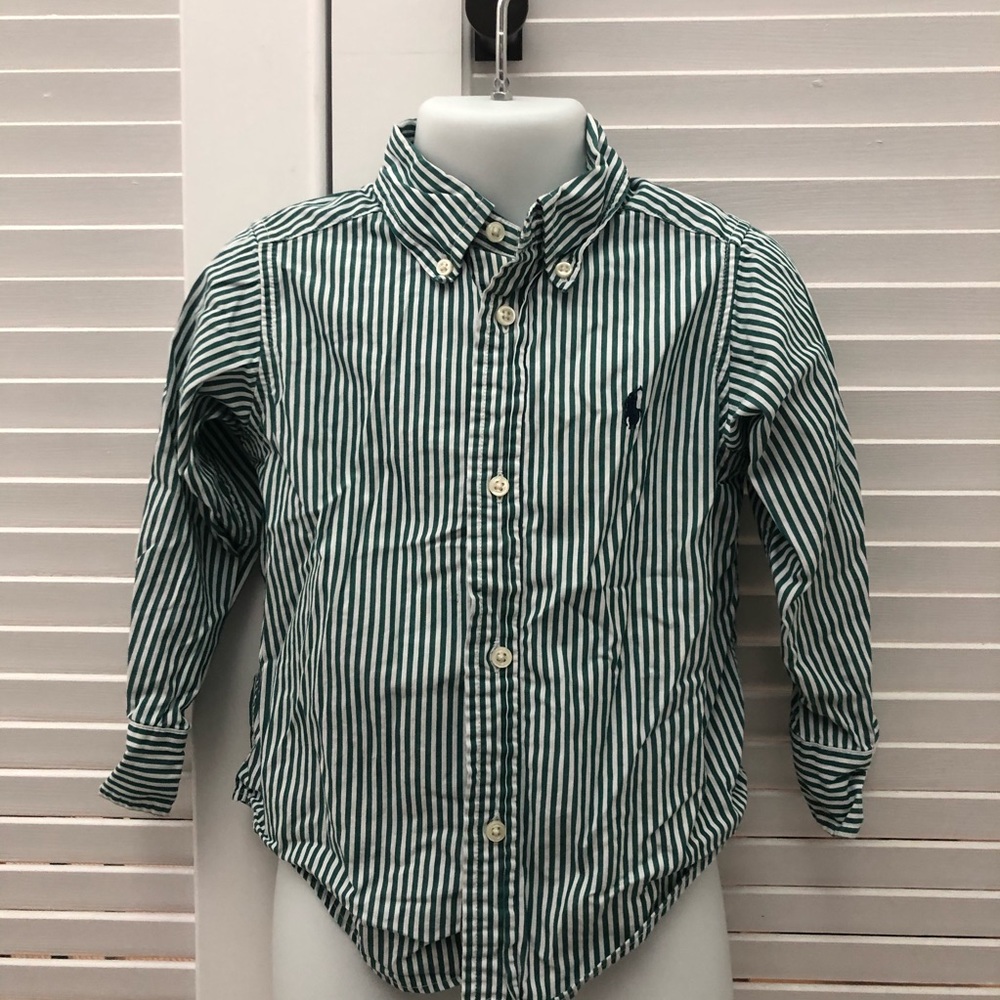 Ralph Lauren green and white striped button down